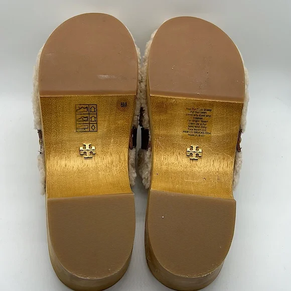Tory Burch Authentic Rare Wooden Sheep Fur Fuzzy Sandals Clog Shoes **Size 8** - Picture 7 of 9